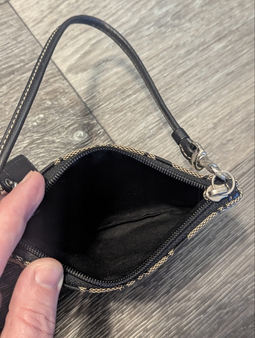 Coach Tan & Black Signature Canvas Wristlet with Leather Strap - Picture 4 of 4